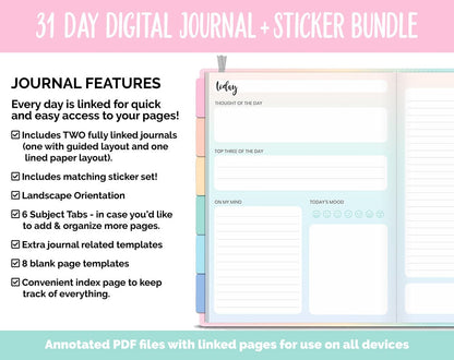 31 Day Digital Journal + Sticker Bundle | Candy Theme