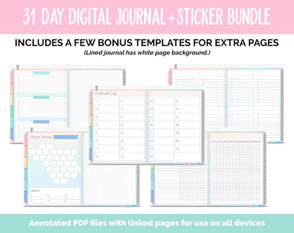 31 Day Digital Journal + Sticker Bundle | Candy Theme
