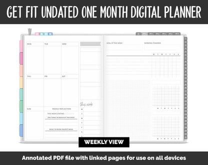 Undated Get Fit One Month Digital Planner | Candy Theme | GoodNotes, iPad & Android | Fitness, Self-Care, Health, Workout
