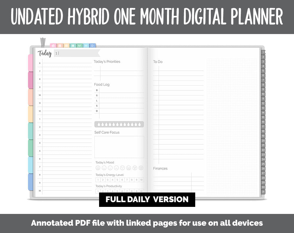 Undated Hybrid One Month Digital Planner | Candy Theme | GoodNotes, iPad & Android