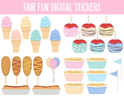 Fair Fun Digital Planner Stickers | GoodNotes, iPad and Android | Carnival, Amusement Park, Circus, Food, Rides, Summer, Pastel