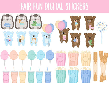 Fair Fun Digital Planner Stickers | GoodNotes, iPad and Android | Carnival, Amusement Park, Circus, Food, Rides, Summer, Pastel