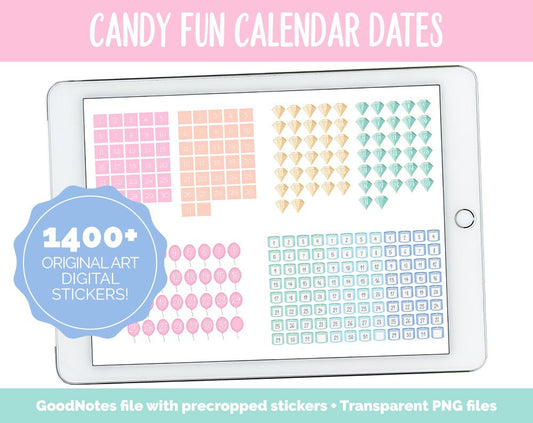 Candy Fun Calendar Date Digital Stickers | GoodNotes, iPad and Android