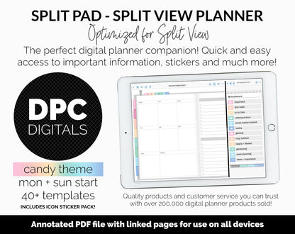 Split Pad | Split View Digital Planner | Candy Theme | GoodNotes & iPad