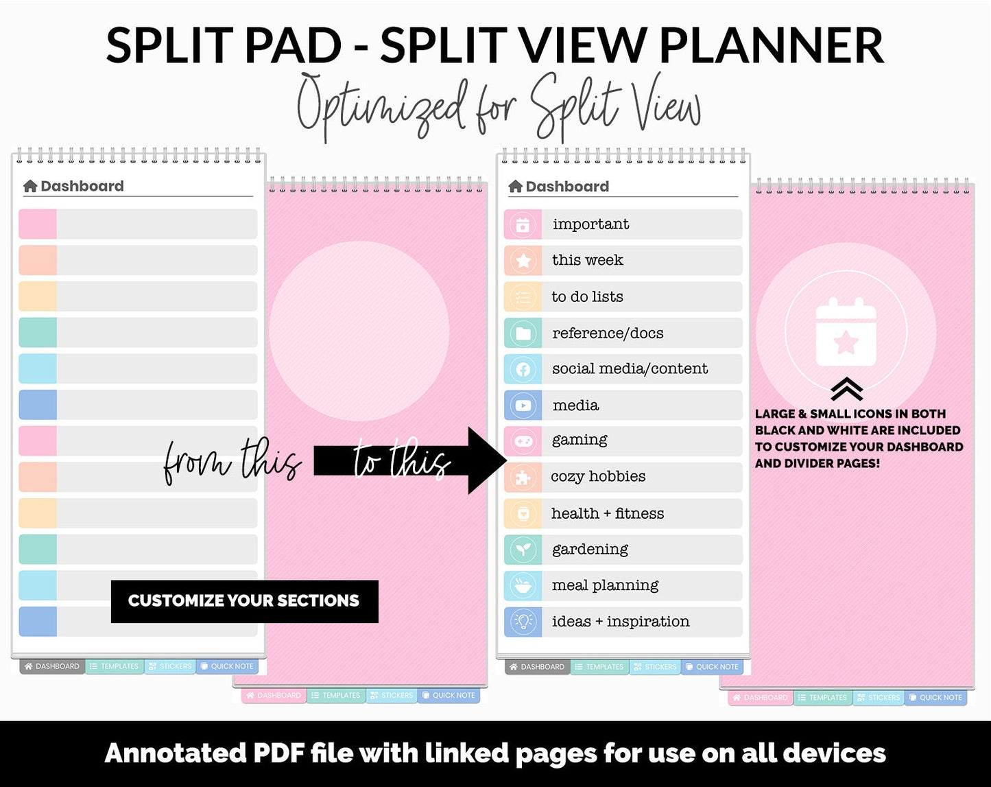 Split Pad | Split View Digital Planner | Candy Theme | GoodNotes & iPad