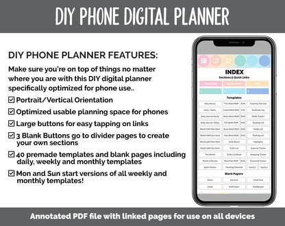 DIY Phone Digital Planner | Candy Theme | Goodnotes, iPad & Android | Hobonichi, Planner, Notebook
