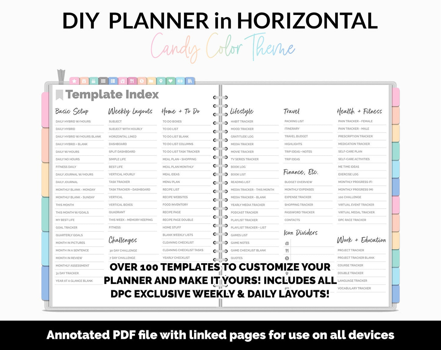 DIY Horizontal Digital Planner | Candy Theme | Goodnotes, iPad & Android
