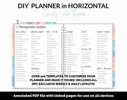 DIY Horizontal Digital Planner | Candy Theme | Goodnotes, iPad & Android