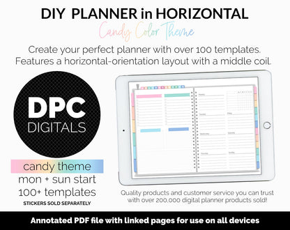 DIY Horizontal Digital Planner | Candy Theme | Goodnotes, iPad & Android