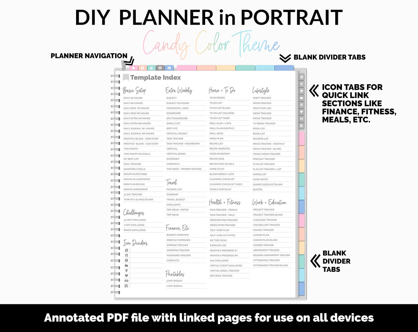 DIY Portrait Digital Planner | Candy Theme | Goodnotes, iPad & Android