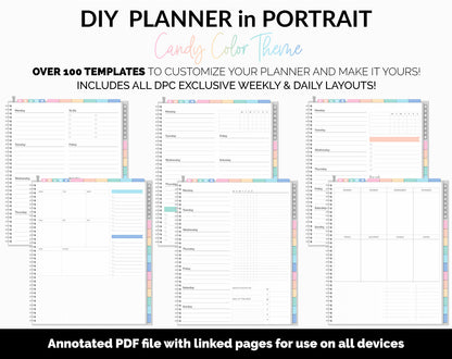 DIY Portrait Digital Planner | Candy Theme | Goodnotes, iPad & Android