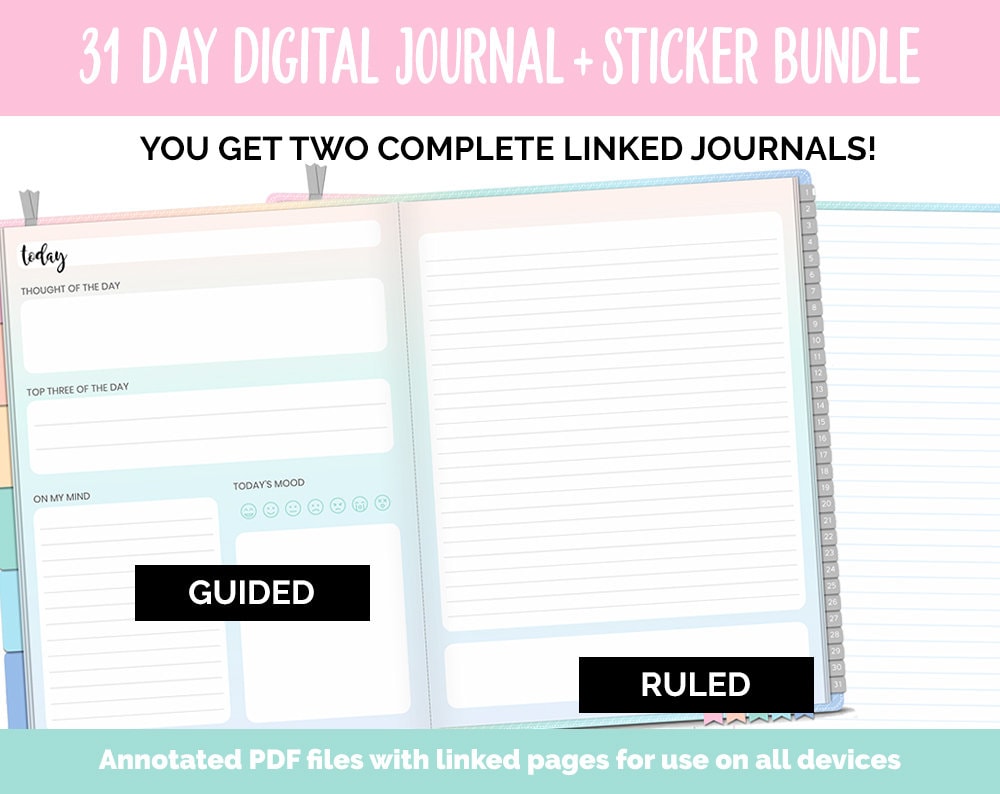 31 Day Digital Journal + Sticker Bundle | Candy Theme