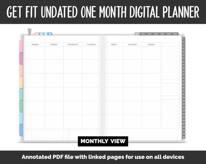 Undated Get Fit One Month Digital Planner | Candy Theme | GoodNotes, iPad & Android | Fitness, Self-Care, Health, Workout