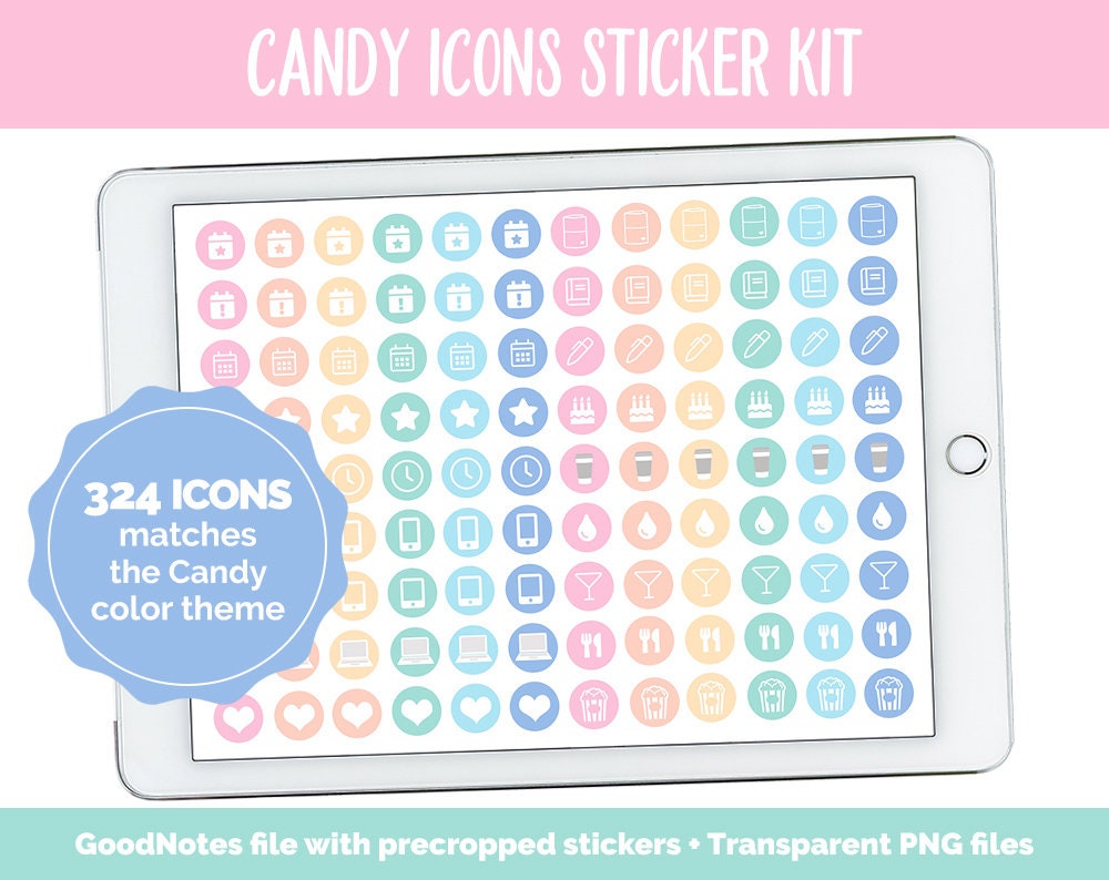 Candy Icons Digital Planner Stickers | GoodNotes, iPad and Android | Icons, Life, Weather, Everyday