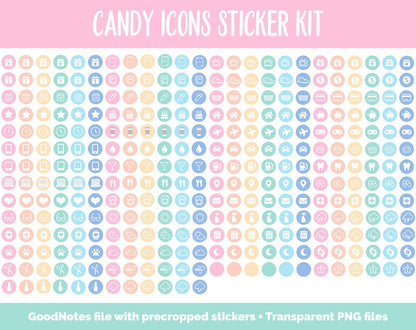 Candy Icons Digital Planner Stickers | GoodNotes, iPad and Android | Icons, Life, Weather, Everyday