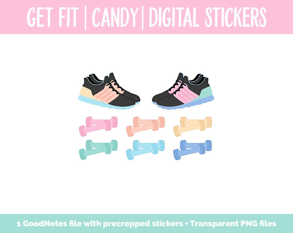 Get Fit Candy Digital Stickers | GoodNotes & iPad | Fitness, Health, Self-Care, Workout