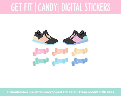 Get Fit Candy Digital Stickers | GoodNotes & iPad | Fitness, Health, Self-Care, Workout