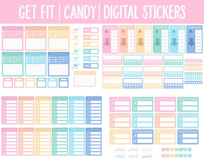 Get Fit Candy Digital Stickers | GoodNotes & iPad | Fitness, Health, Self-Care, Workout