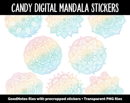 Candy Mandala Digital Planner Stickers | GoodNotes, iPad and Android | Gradient, Ombre, Coloring