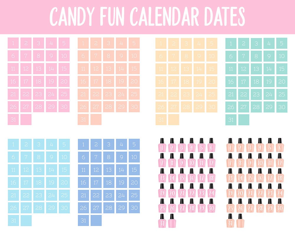 Candy Fun Calendar Date Digital Stickers | GoodNotes, iPad and Android