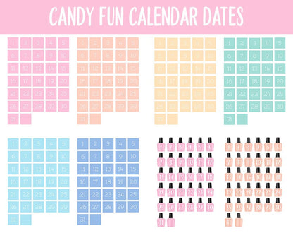 Candy Fun Calendar Date Digital Stickers | GoodNotes, iPad and Android