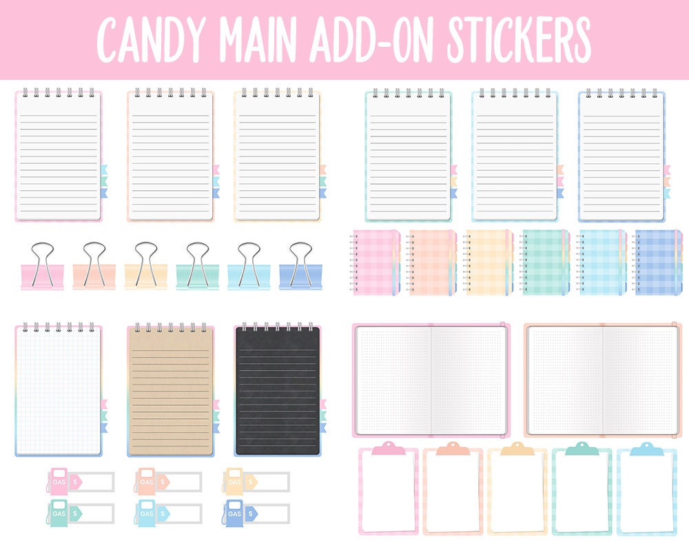 Candy Add-On Digital Stickers | GoodNotes & iPad | Trackers, Budget, Meal Planning, Health, Habits