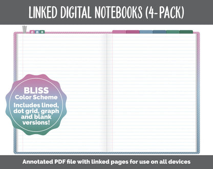 Linked Digital Notebooks 4- Pack | Bliss Theme | GoodNotes, iPad & Android
