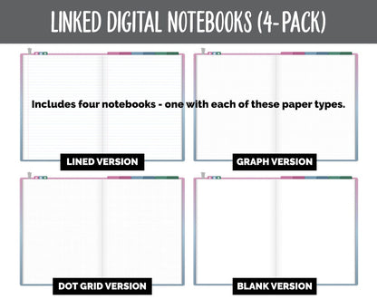 Linked Digital Notebooks 4- Pack | Bliss Theme | GoodNotes, iPad & Android