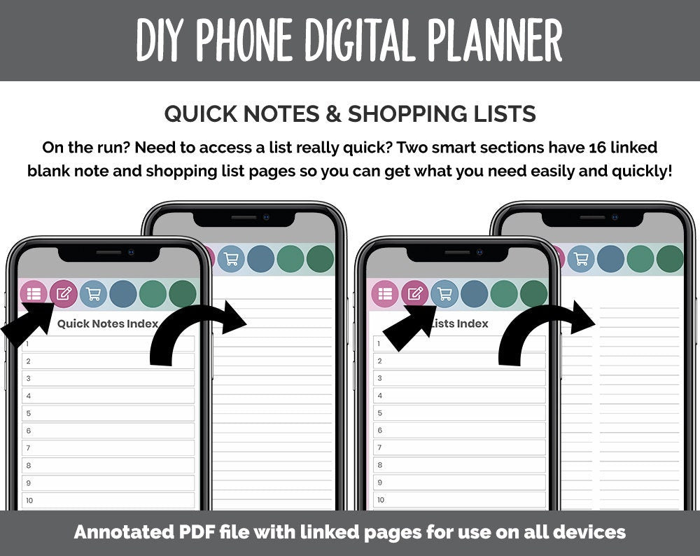 DIY Phone Digital Planner | Bliss Theme | Goodnotes, iPad & Android | Hobonichi, Planner, Notebook