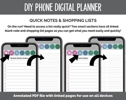 DIY Phone Digital Planner | Bliss Theme | Goodnotes, iPad & Android | Hobonichi, Planner, Notebook
