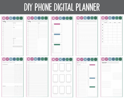 DIY Phone Digital Planner | Bliss Theme | Goodnotes, iPad & Android | Hobonichi, Planner, Notebook