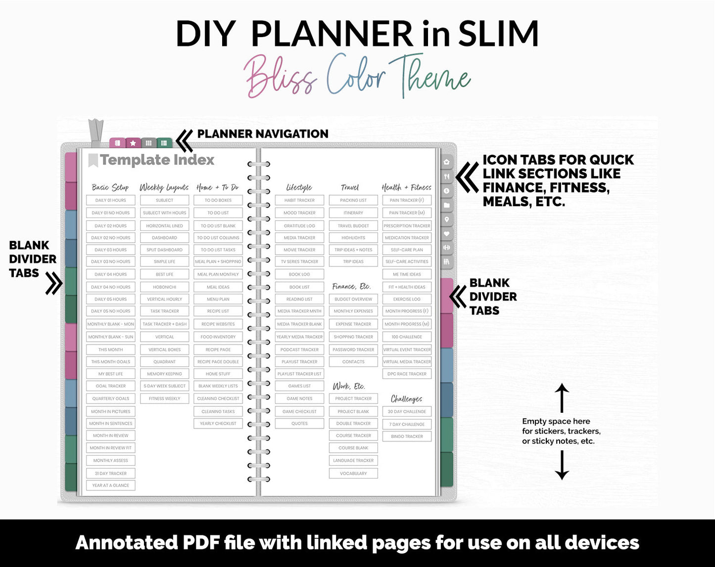 DIY Slim Digital Planner | Bliss Theme | GoodNotes, iPad & Android
