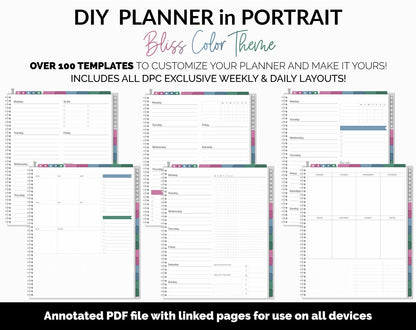 DIY Portrait Digital Planner | Bliss Theme | Goodnotes, iPad & Android