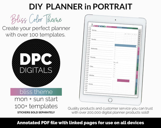DIY Portrait Digital Planner | Bliss Theme | Goodnotes, iPad & Android