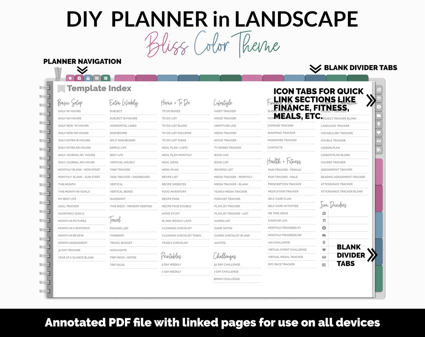 DIY Landscape Digital Planner | Bliss Theme | Goodnotes, iPad & Android | Notebook