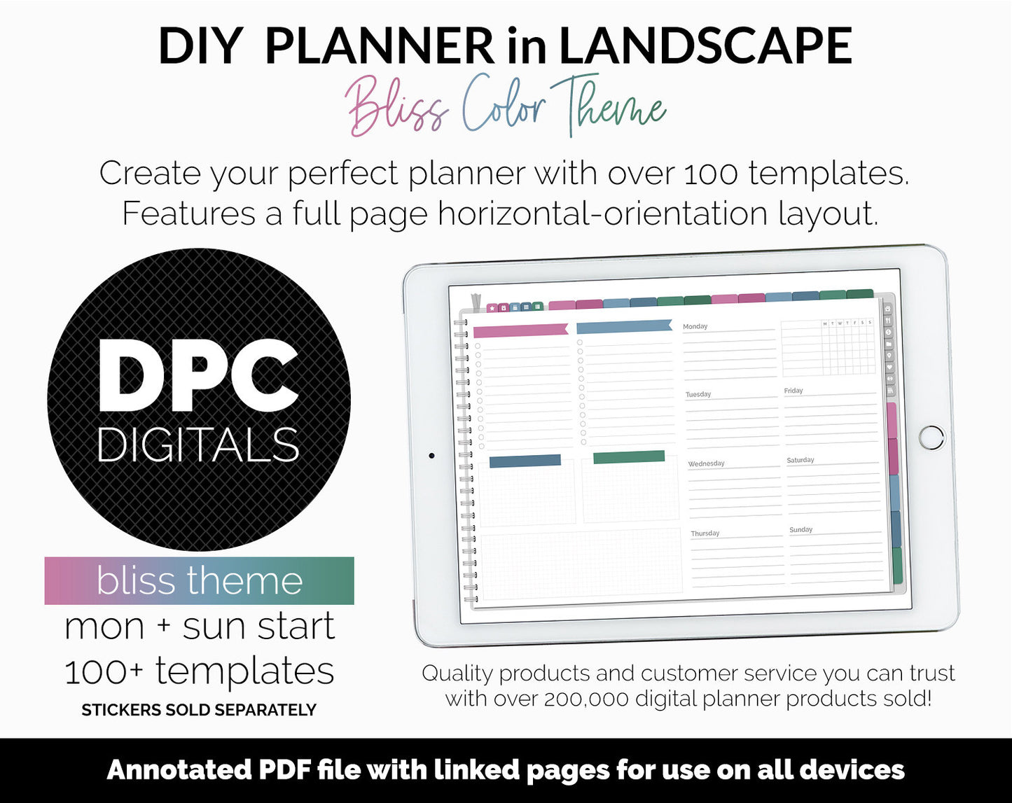 DIY Landscape Digital Planner | Bliss Theme | Goodnotes, iPad & Android | Notebook