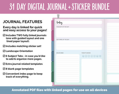 31 Day Digital Journal + Sticker Bundle | Bliss Theme