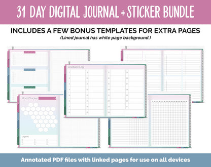 31 Day Digital Journal + Sticker Bundle | Bliss Theme