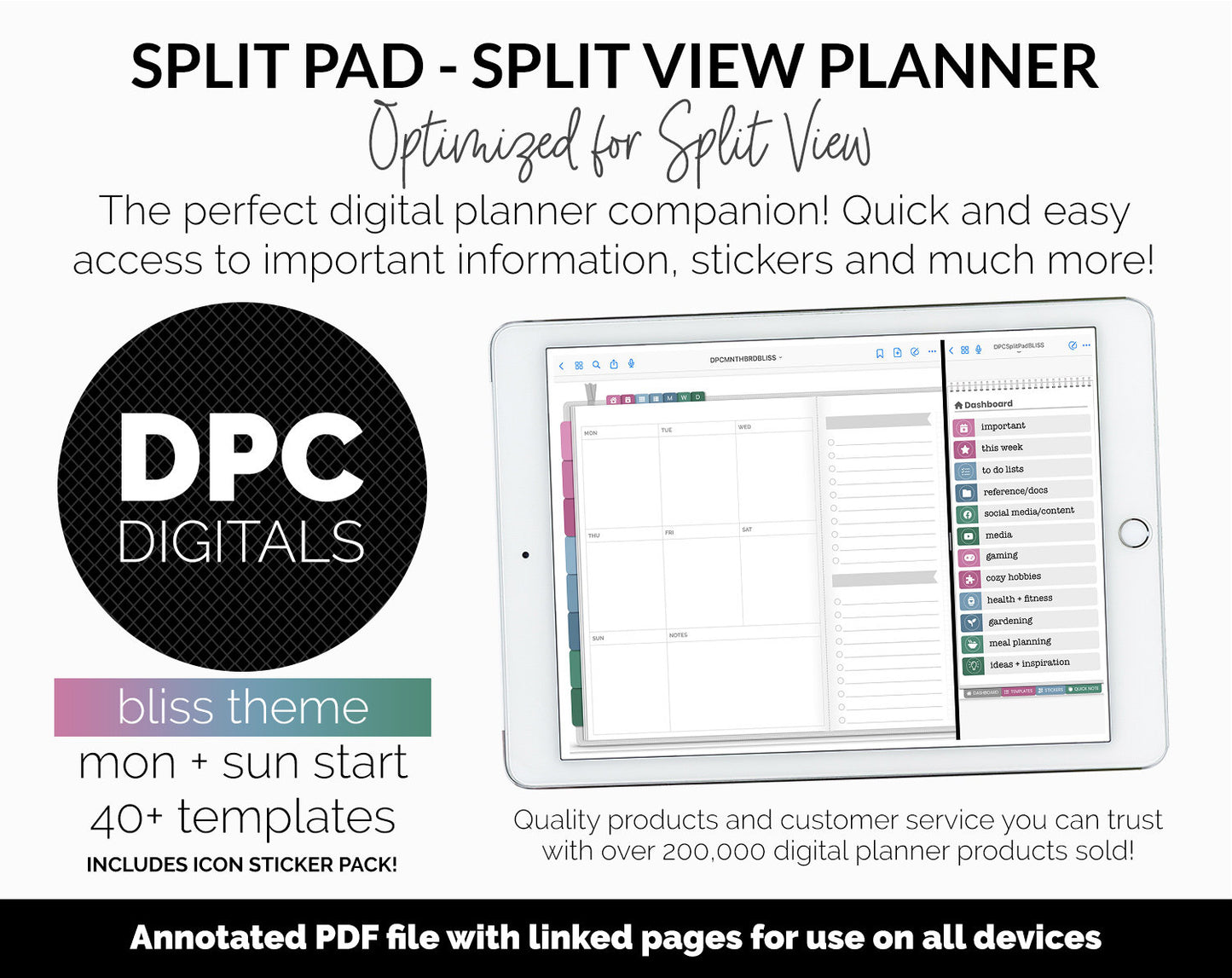 Split Pad | Split View Digital Planner | Bliss Theme | GoodNotes & iPad
