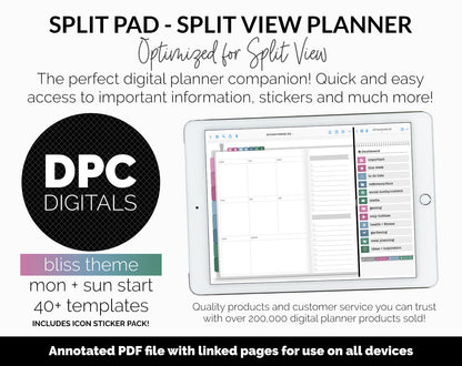 Split Pad | Split View Digital Planner | Bliss Theme | GoodNotes & iPad