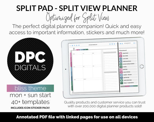 Split Pad | Split View Digital Planner | Bliss Theme | GoodNotes & iPad