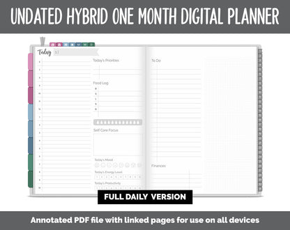 Undated Hybrid One Month Digital Planner | Bliss Theme | GoodNotes, iPad & Android