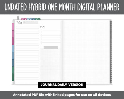 Undated Hybrid One Month Digital Planner | Bliss Theme | GoodNotes, iPad & Android