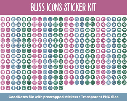 Bliss Icons Digital Planner Stickers | GoodNotes, iPad and Android | Icons, Life, Weather, Everyday