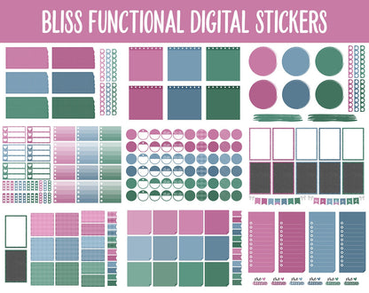 Bliss Functional Digital Sticker Set | GoodNotes, iPad & Android | Papers, Sticky Notes, Chores, Work, Adulting, Tasks, Dates