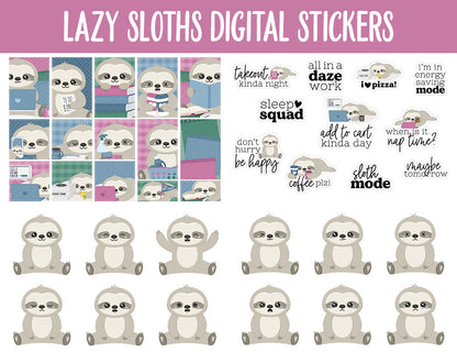 Lazy Sloths Digital Planner Stickers | GoodNotes, iPad and Android | Activities, Tasks, Sassy, Simon, August