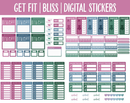 Get Fit Bliss Digital Stickers | GoodNotes & iPad | Fitness, Health, Self-Care, Workout