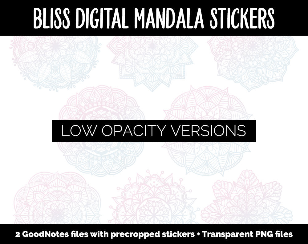 Bliss Mandala Digital Planner Stickers | GoodNotes, iPad and Android | Gradient, Ombre, Coloring