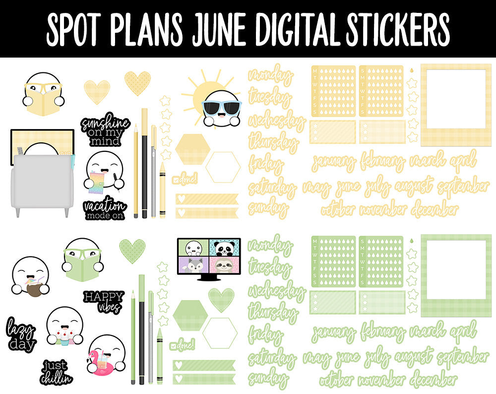 Spot Plans June Digital Stickers | GoodNotes, iPad and Android | Sprinkles | Sassy, Rainbow, Pastel, Adulting, Planning, Funny