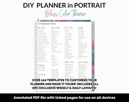 DIY Portrait Digital Planner | Bliss Theme | Goodnotes, iPad & Android